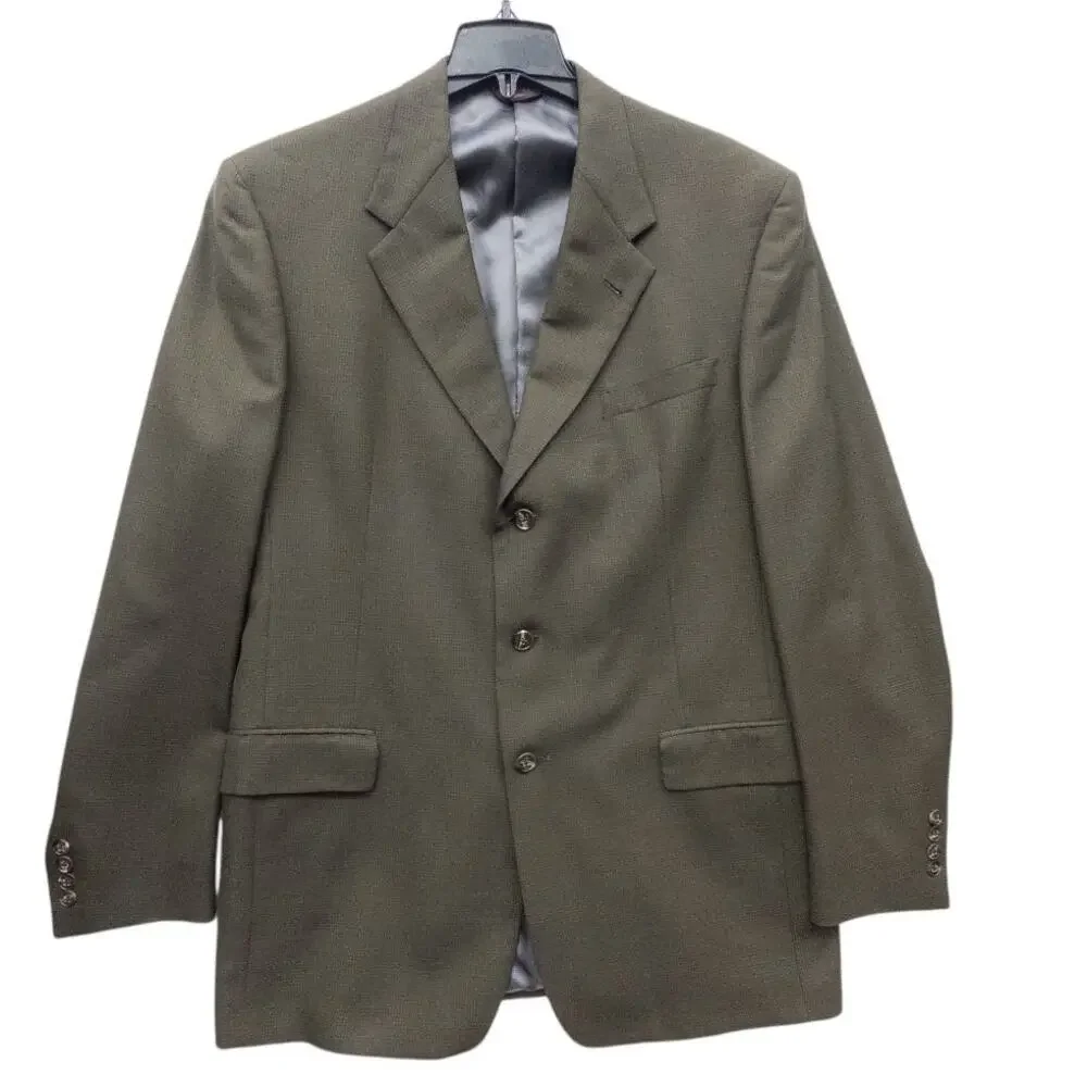 Hart Schaffner Marx 3 Button Blazer Suit Jacket Textured Brown Wool Men's 43XL